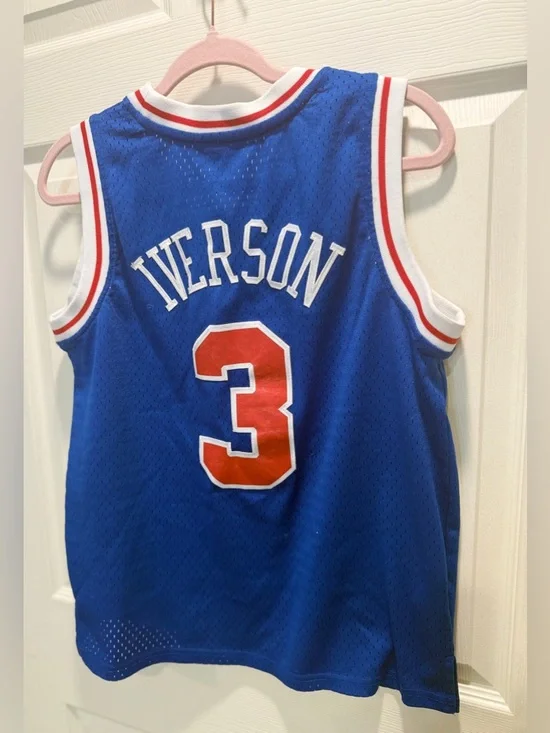 Youth L 14/16 Allen Iverson #3 Philadelphia 76ers Jersey Mitchell & Ness - Picture 10 of 11